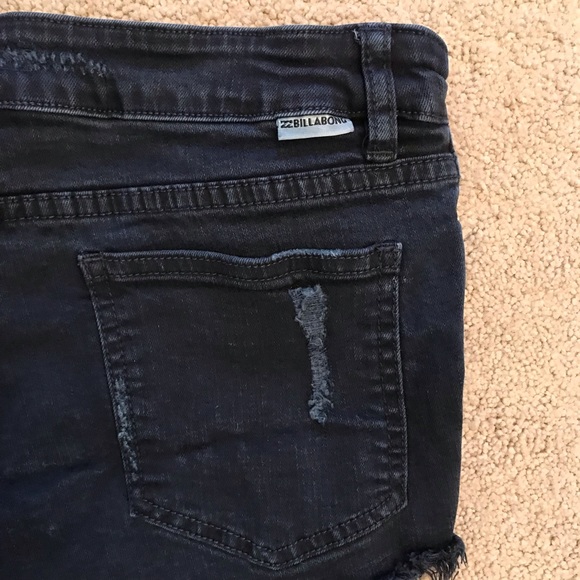 Billabong Distressed Button Fly Denim Shorts Size 26 Dark Blue Low Rise - Picture 12 of 14